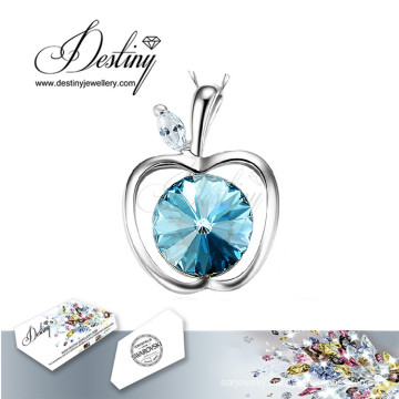Apple Pendant Crystals From Swarovski Necklace Cover with White Gold